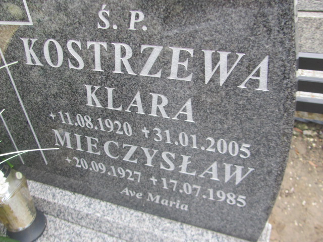 Klara Kostrzewa 1920 Trzebnica - Grobonet - Wyszukiwarka osób pochowanych